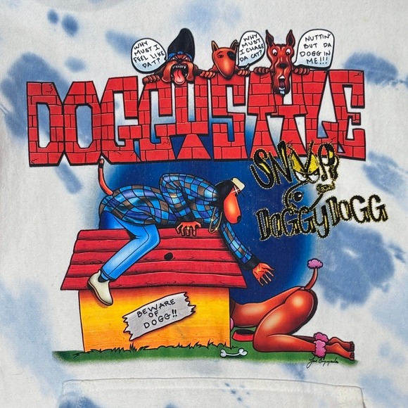 Snoop Dogg 1993 Joe Cool Shoe Palace Doggystyle Tie Dye Hoodie Sz M - Picture 4 of 10